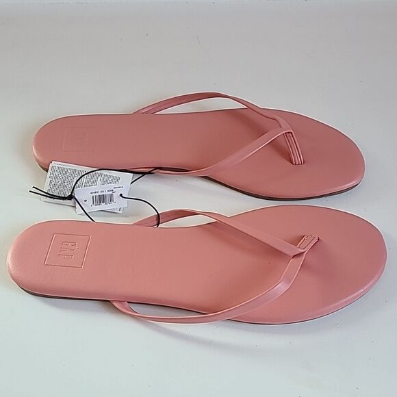 Gap Vegan Leather Coral Pink Flip Flops Thongs Toe Sandals Size 9 - Picture 3 of 12